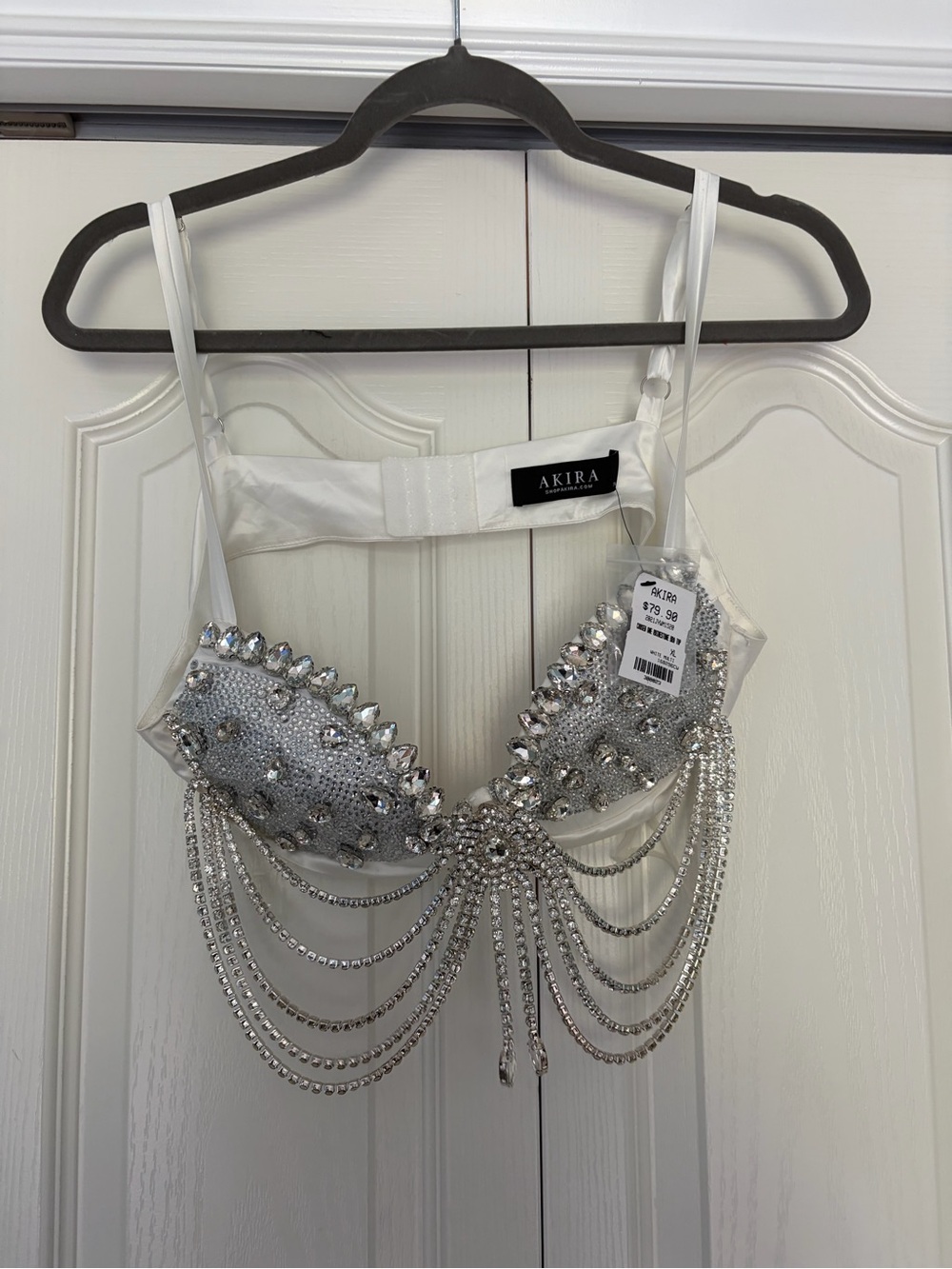 AKIRA White Multi Crystal Embellished Bra Top